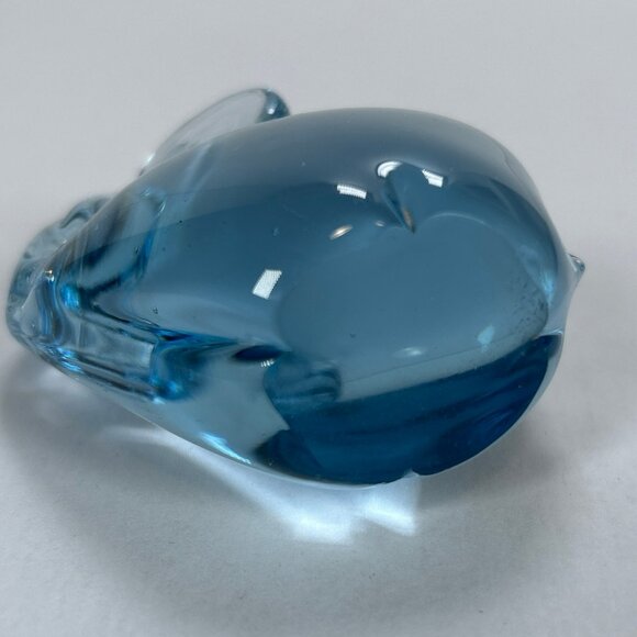 Vintage Blue Elephant Art Glass Paperweight | Hand Blown Trunk Up Figurine - Picture 7 of 8